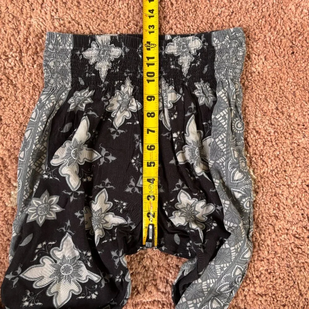 Lotus and Luna Sz S Boho Jogger Style Pants Gray Black White Hippie Handmade - Picture 6 of 8